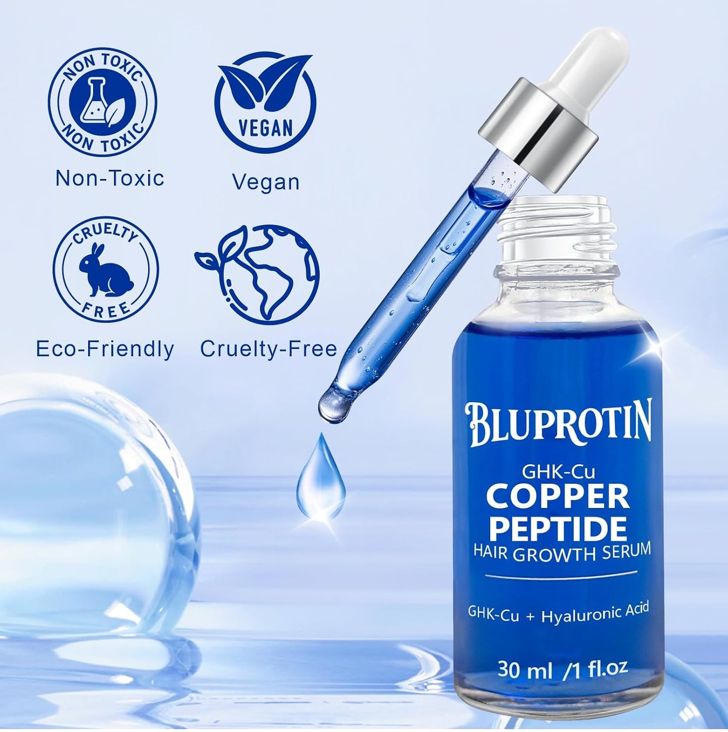 Copper Peptides Hair Growth Serum Women and Men for Thinning Hair | Promotes Fullness Reduces Shedding 30ml / 1fl oz
