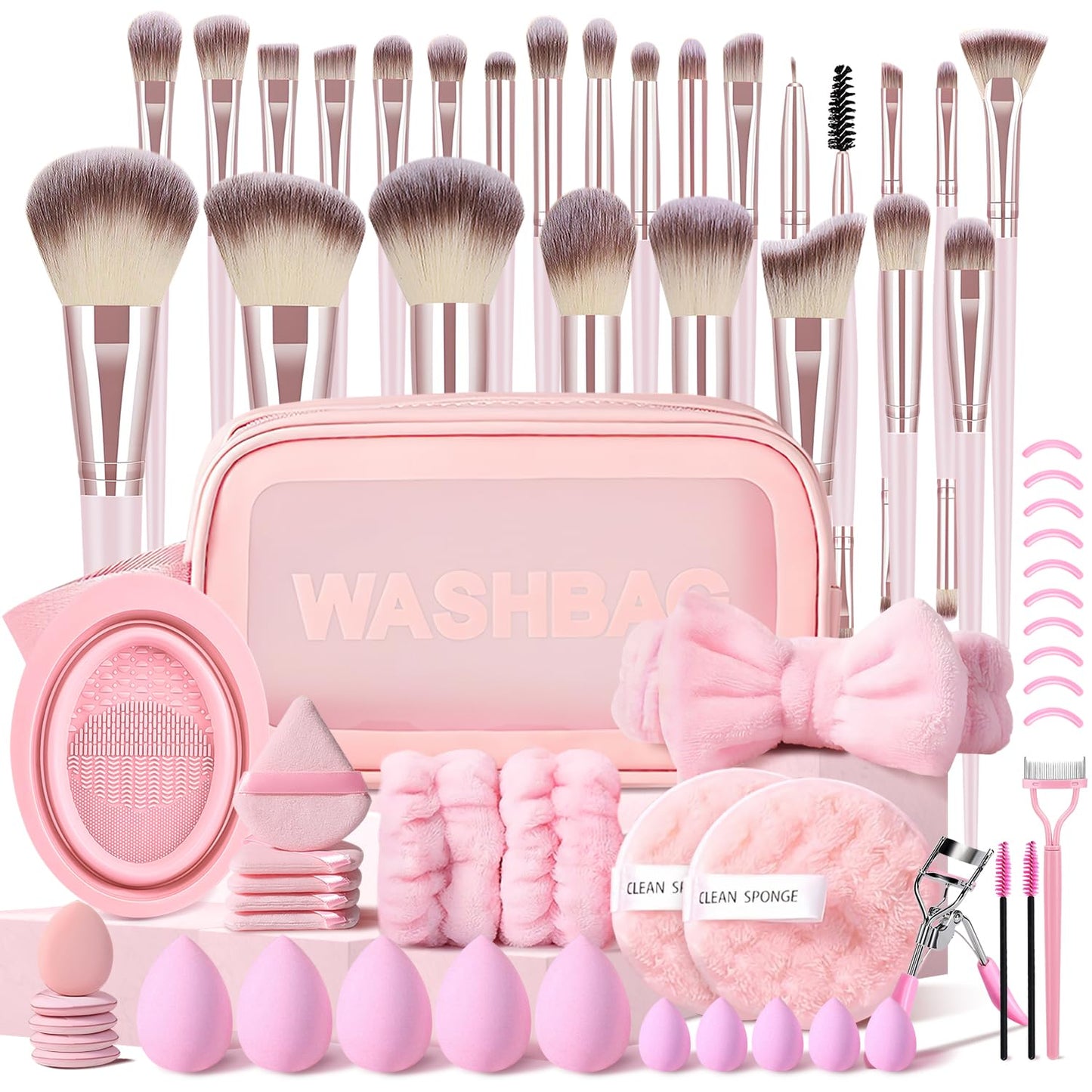 Pink Makeup Brushes Set Professional 66Pcs with Case Premium Synthetic for Foundation Concealer Blush Eyeshadow Powder Contour Makeup Brush Kit Face Eye Make up Brushes & Tools