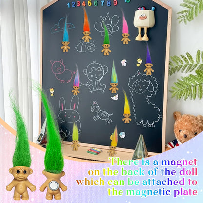 Yintlilocn 10pcs Mini Troll Dolls Magnets for Fridge | Mini Lucky troll doll Magnets for efrigerator Decoration Kitchen Locker Kitchen Office (Color A)