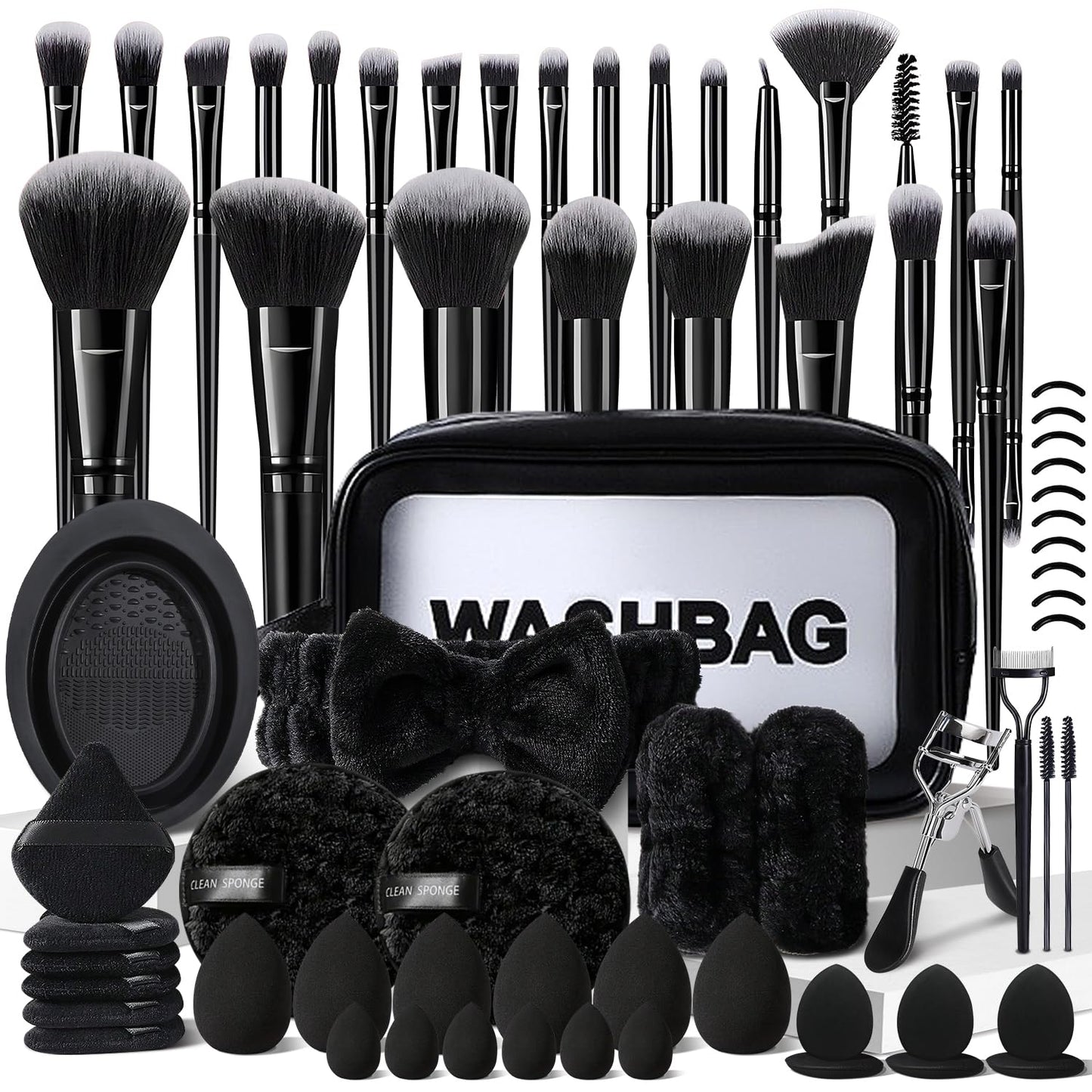 Black Makeup Brushes Set Professional 70Pcs with Case Premium Synthetic for Foundation Concealer Blush Eyeshadow Powder Contour Makeup Brush Kit Face Eye Make up Brushes & Tools