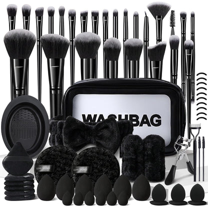 Black Makeup Brushes Set Professional 70Pcs with Case Premium Synthetic for Foundation Concealer Blush Eyeshadow Powder Contour Makeup Brush Kit Face Eye Make up Brushes & Tools